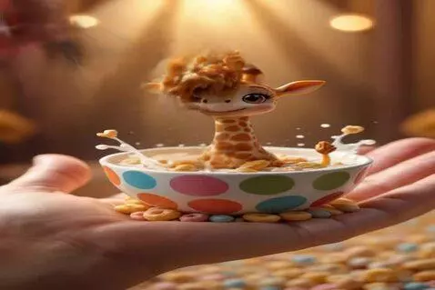 AI Video from prompt: playing in cereal