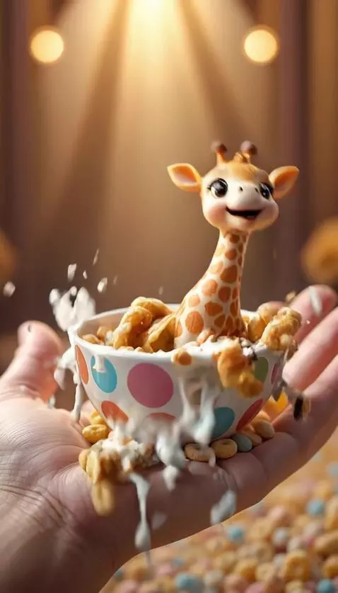 AI Video from prompt: playing in cereal