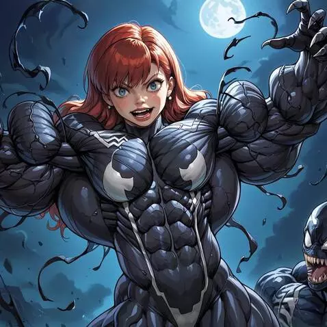 AI Video from prompt: Mary Jane corruption Venom symbiote, muscular bo