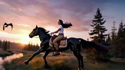 AI Video from prompt: Generate a video about a young woman who is ridi