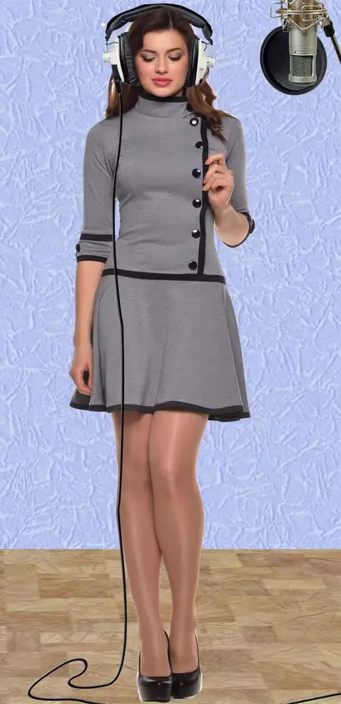 AI Video from prompt: A female vocalist sings with headphones in a rec