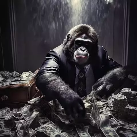 AI Video from prompt: Counting his cash and laughing as he made it wit
