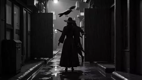 AI Video from prompt: Japanese anime noir, black and white, 5 seconds,