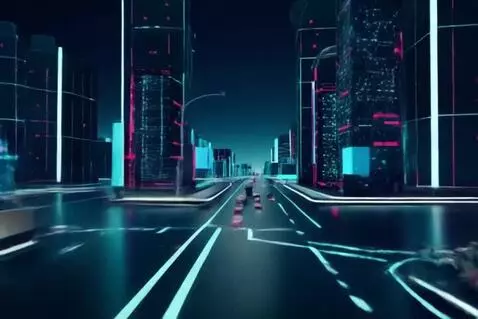 AI Video from prompt: A futuristic neon-lit city at night with flying 