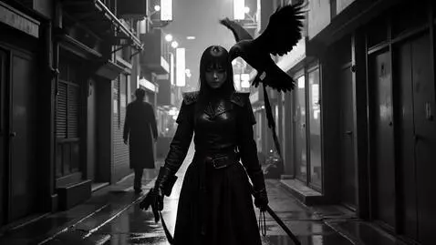 AI Video from prompt: Japanese anime noir, black and white, 5 seconds,