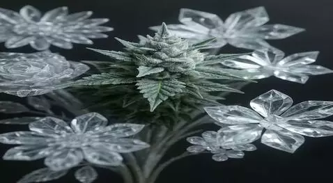 AI Video from prompt: animate this gorgeous cannabis crystal bouquet