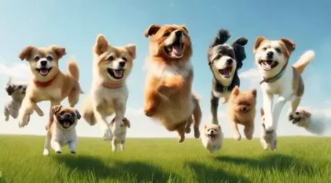AI Video from prompt: Floating dogs