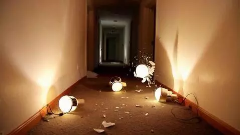 AI Video from prompt: The lamps in the corridor unscrew themselves and