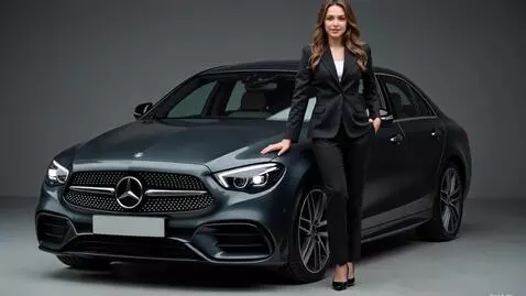 AI Video from prompt: A woman advertising a mercedes benz