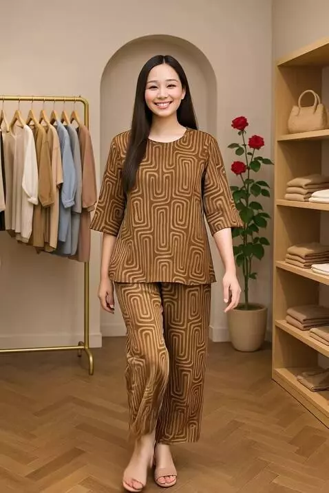 AI Video from prompt: perempuan tersebut berjalan kedepan seperti mode