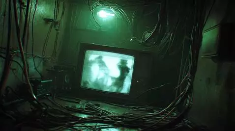 AI Video from prompt: camera eases in slowly towards crt as camera rot