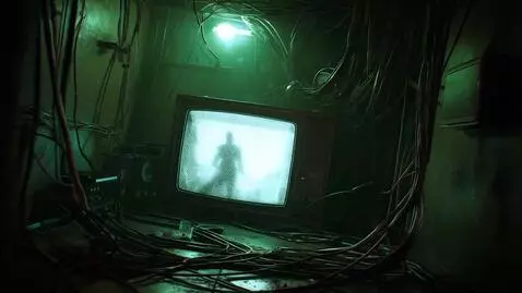 AI Video from prompt: camera eases in slowly towards crt as camera rot