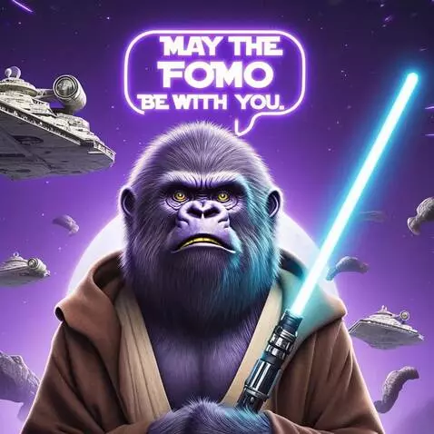 AI Video from prompt: Fomo yoda says fomo the chosen one it is.