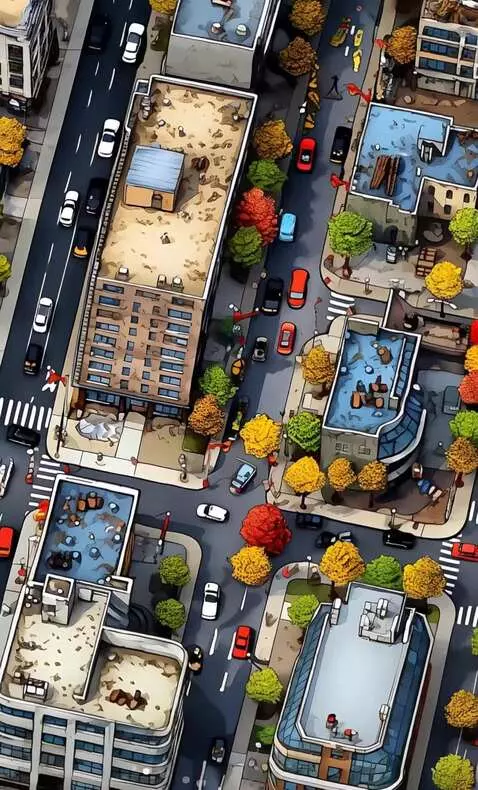 AI Video from prompt: Animate this bustling city like grand theft auto