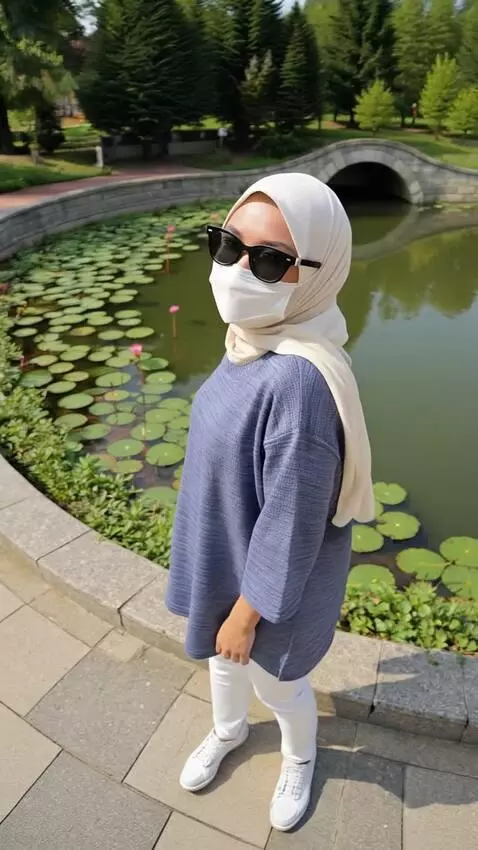AI Video from prompt: Seorang wanita tersebut berpose mempromosikan bl