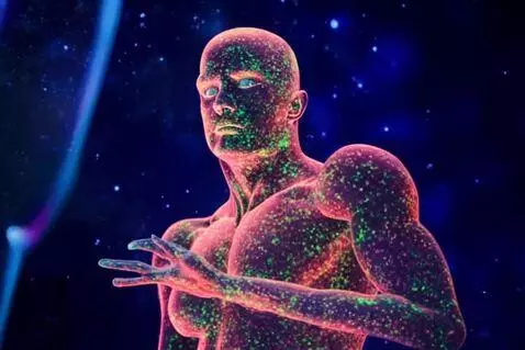 AI Video from prompt: Human body is invaded by DNA entity holding the 