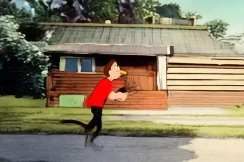 AI Video from prompt: the bird walks to a house and runs away quickly 