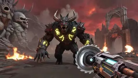 AI Video from prompt: A dark hellish battlefield filled with fire and 