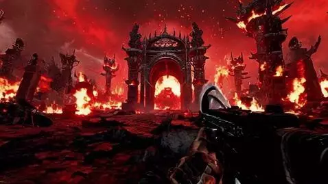 AI Video from prompt: A dark hellish battlefield filled with fire and 