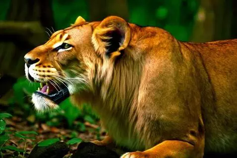 AI Video from prompt: Lion cub is roaring in the jungle with smooth ca