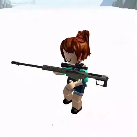AI Video from prompt: A girl holds Barrett M107 sniper rifle and takin
