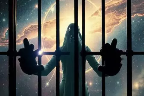 AI Video from prompt: the entity is trying to trigger the bars of his 