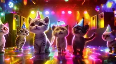 AI Video from prompt: Cats dancing on club