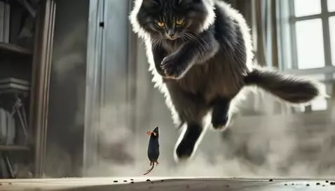 AI Video from prompt: Cat is catching the mouse
