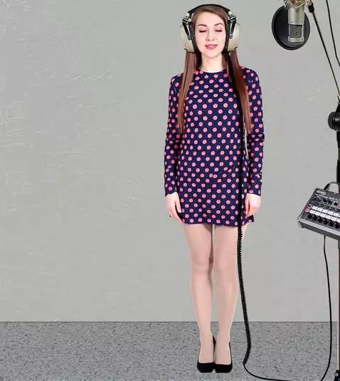 AI Video from prompt: A young woman in a recording studio. Light nylon