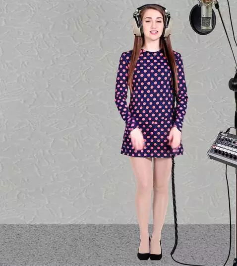 AI Video from prompt: A young woman in a recording studio. Light nylon