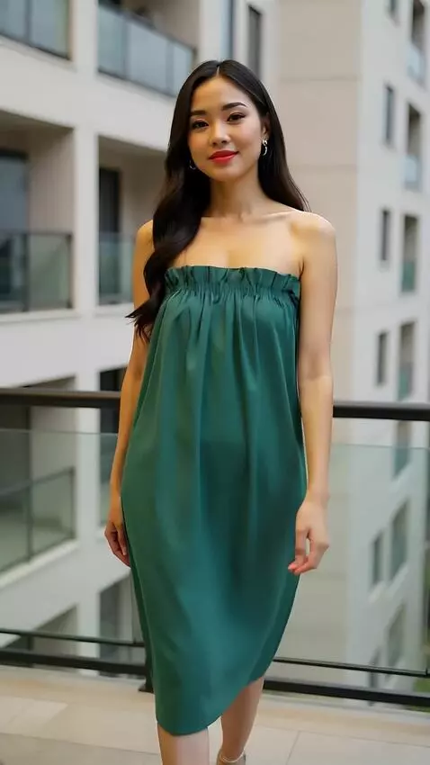 AI Video from prompt: A graceful Asian female model confidently walks 