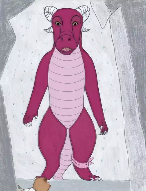 AI Video from prompt: Kobold jumps into different room and lay down, t
