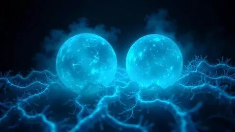 AI Video from prompt: Two memories intertwined in cyan biolumenescent 