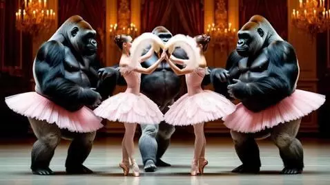 AI Video from prompt: cinematic, surreal, magical. The ballerinas in t