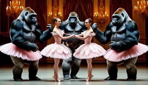 AI Video from prompt: cinematic, surreal, magical. The ballerinas in t