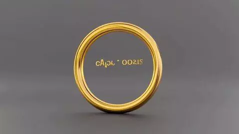 AI Video from prompt: 2 gold rings 2d flat inside each other on a blac