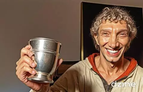 AI Video from prompt: The man toasts being very happy, laughing, winki