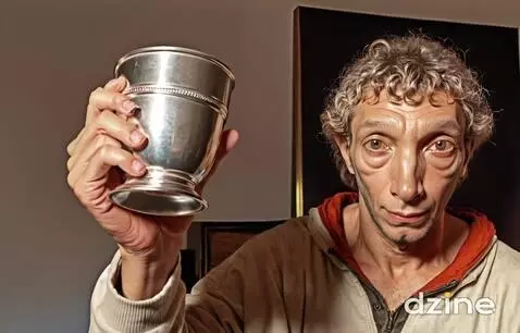 AI Video from prompt: The man toasts being very happy, laughing, winki