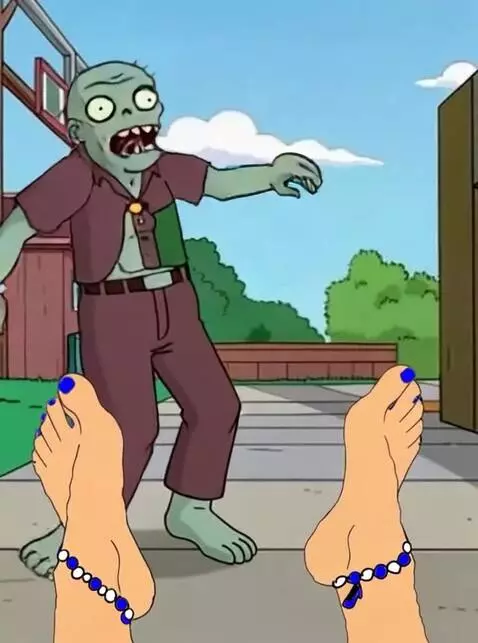 AI Video from prompt: feet kicking down zombie first person view
