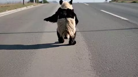 AI Video from prompt: Panda jumping on road