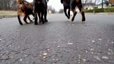 AI Video from prompt: Cats jumping on road