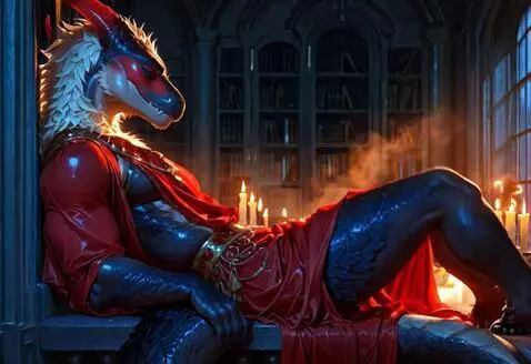AI Video from prompt: Dragonborn dude is relaxing after a long day loo