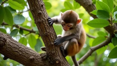 AI Video from prompt: Monkey playing in the tree