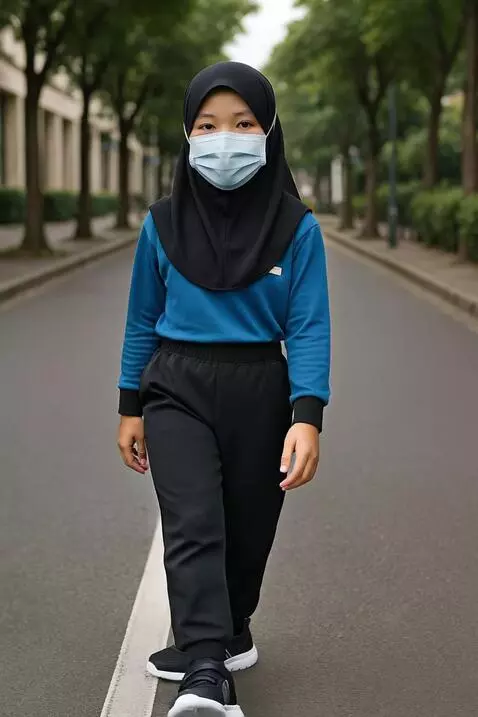 AI Video from prompt: seorang model berdiri kemudian berjalan ke depan