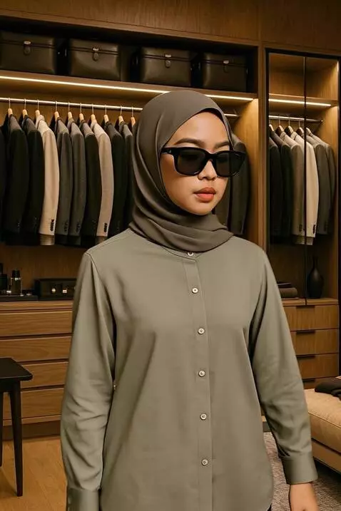 AI Video from prompt: Seorang wanita sedang memperlihatkan pakaian yan