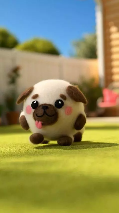 AI Video from prompt: Стилизованный мультяшный персонаж сваляный из ше