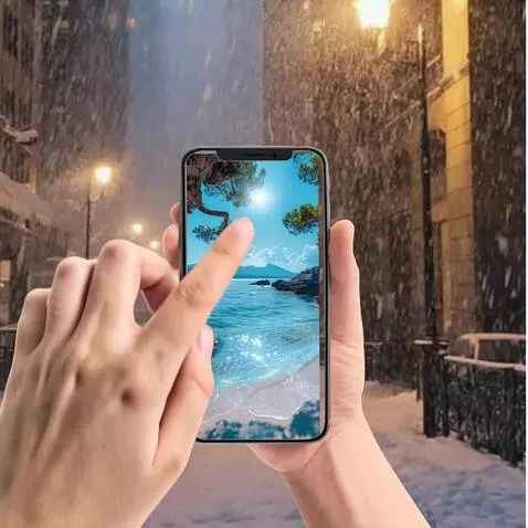 AI Video from prompt: Рука держит телефон, второй рукой пальцем провод