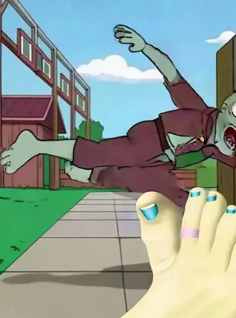 AI Video from prompt: feet punching zombie to death first person view