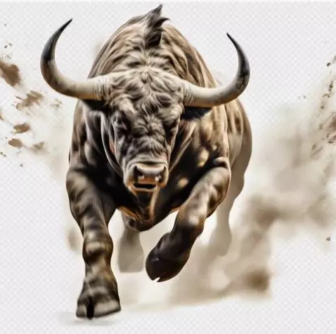 AI Video from prompt: Bull Charge Dynamism: A powerful bull charges fo