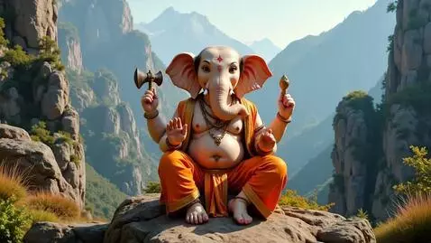 AI Video from prompt: Ganesh God setting in mountain